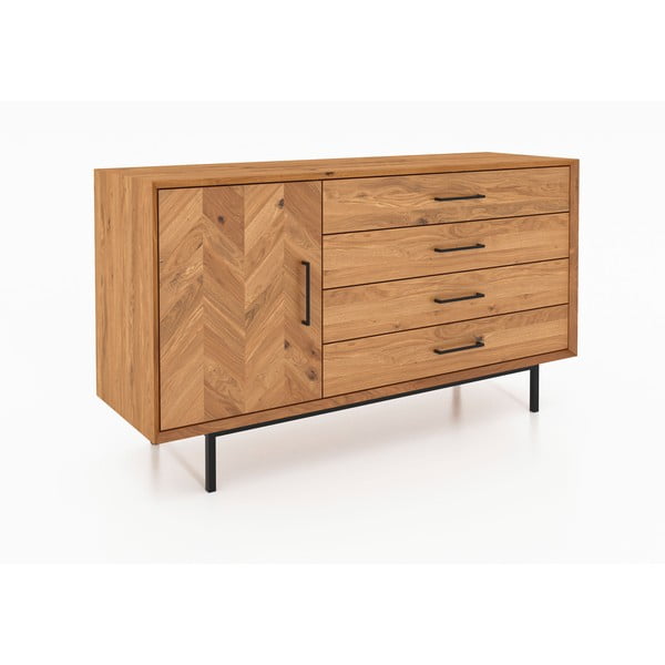 Nízká komoda z dubového dřeva v přírodní barvě 144x80 cm Abies – The Beds-image-1