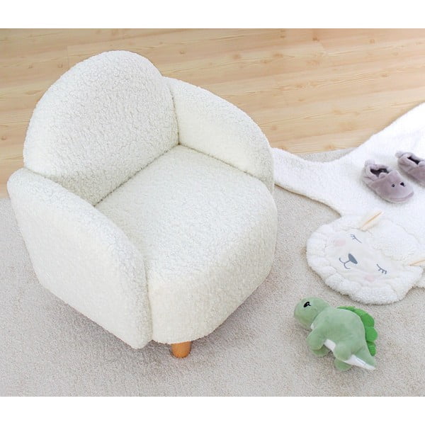 Bílé dětské křesílko z textilie bouclé Moylo – Artie-image-1