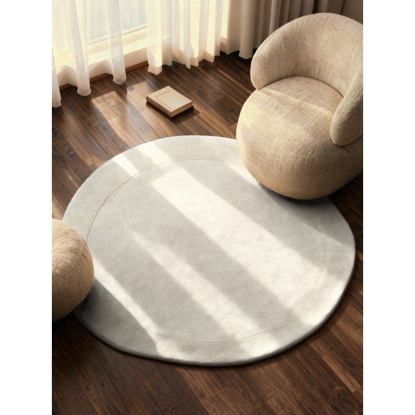 Krémový ručně tkaný kulatý koberec s příměsí vlny ø 160 cm Kari Organic – Villeroy&Boch-image-1