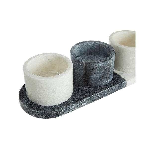 Sada 3 bílo-šedých mramorových servírovacích misek Premier Housewares Marble-image-3