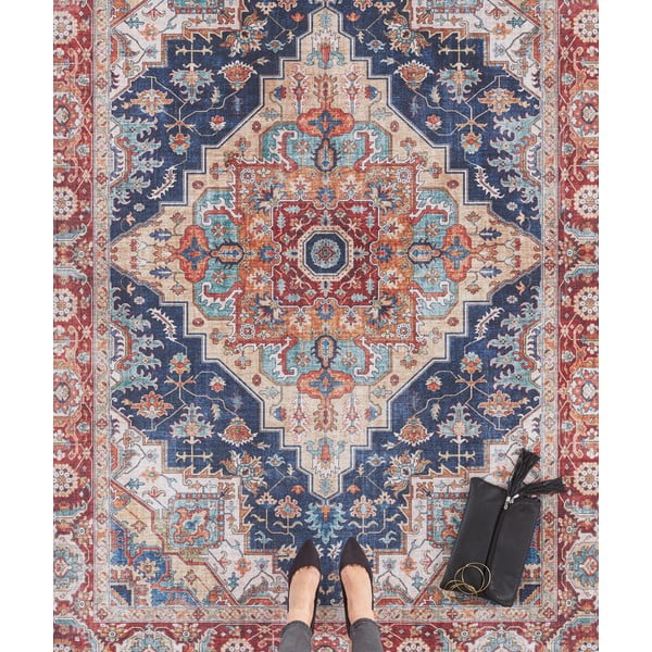 Tmavě modro-červený běhoun Nouristan Sylla, 80 x 200 cm-image-1