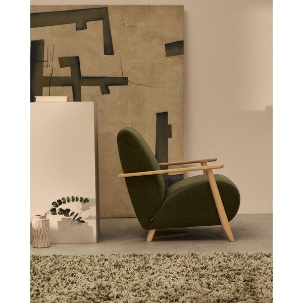 Zelené žinylkové křeslo Meghan – Kave Home-image-3