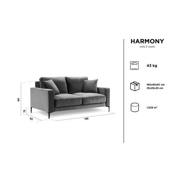 Růžová sametová pohovka Kooko Home Harmony, 158 cm-image-4