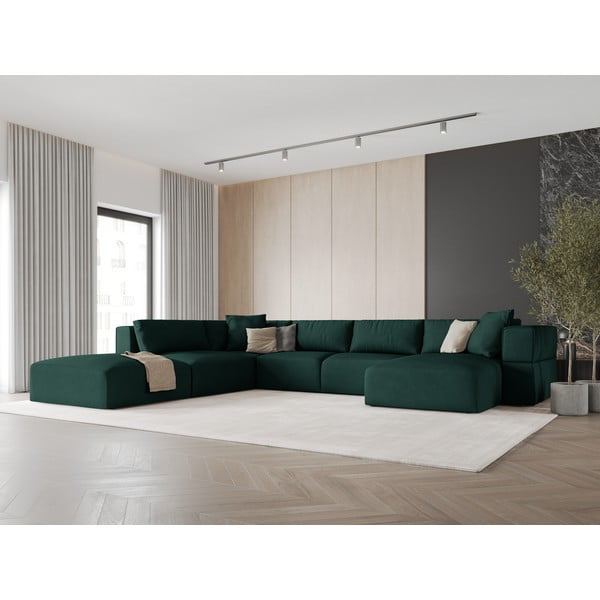 Zelená rohová pohovka do "U", levý roh Esther – Milo Casa-image-1