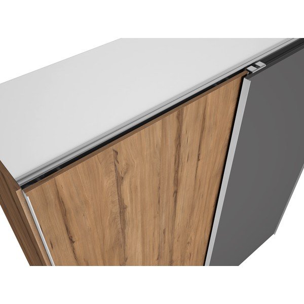 Šedá šatní skříň v dekoru ořechu s posuvnými dveřmi 182x200 cm Malta - Marckeric-image-3