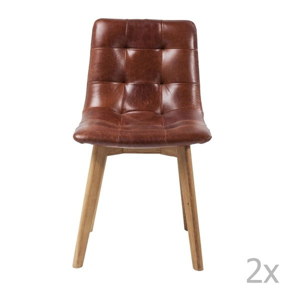 Sada 2 židlí s koženým sedákem Kare Design Moritz