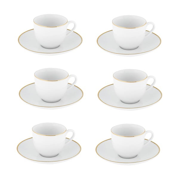 Bílé porcelánové šálky v sadě 6 ks 100 ml Gold Chic – Villa Altachiara