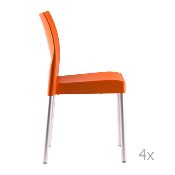 Sada 4 oranžových jídelních židlí  Pedrali Ice
