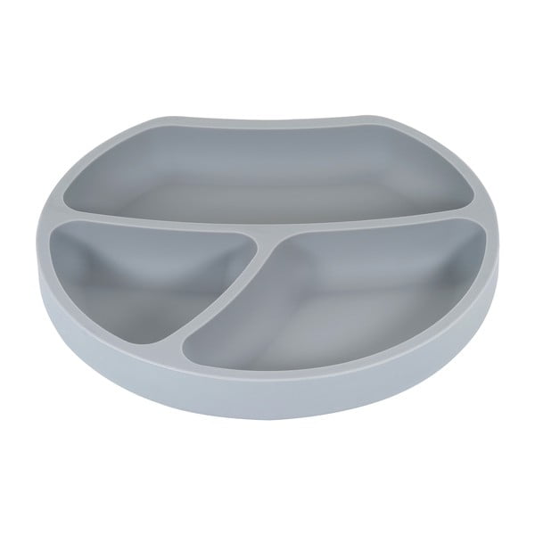 Šedý silikonový dětský talíř 19x20,5 cm – Kindsgut-image-2