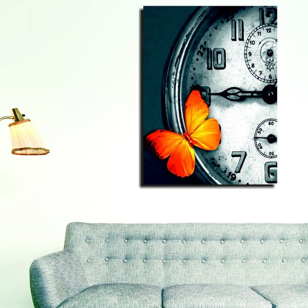 Obraz  Clock and Butterfly, 30x40 cm