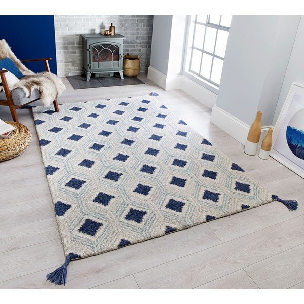 Béžovo-modrý vlněný koberec Flair Rugs Marco, 120 x 170 cm-image-4