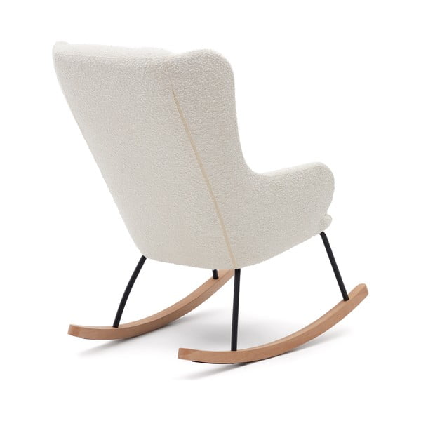 Bílé houpací křeslo z textilie bouclé Maustin – Kave Home-image-2