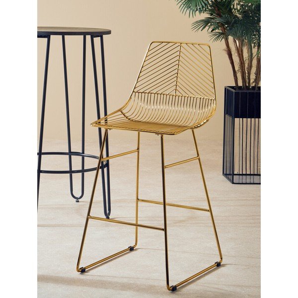 Kovová barová židle ve zlaté barvě District – Premier Housewares-image-1