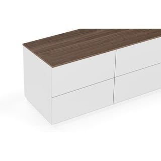 Bílá komoda s šuplíky a deskou v ořechovém dekoru TemaHome Join, 120 x 54 cm