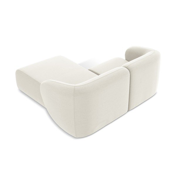 Béžová sametová rohová pohovka (pravý roh/s lenoškou) Lani – Makamii-image-3