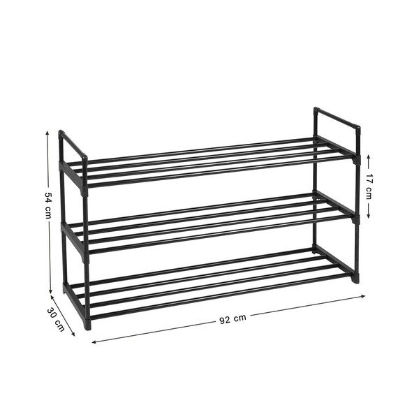 Černý kovový regál na 12 párů bot Songmics, šířka 92 cm-image-2