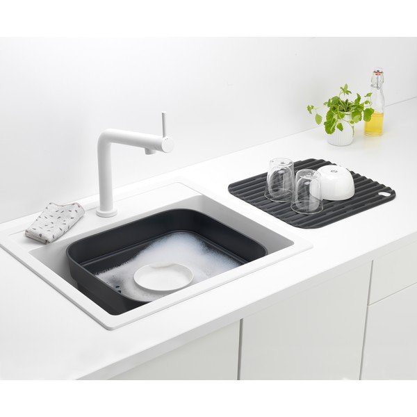 Tmavě šedá plastová mísa na nádobí s odkapávačem SinkSide – Brabantia-image-4