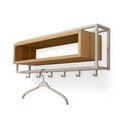 Nástěnný věšák z dubového dřeva v přírodní barvě/taupe s poličkou 78 cm School – Spinder Design