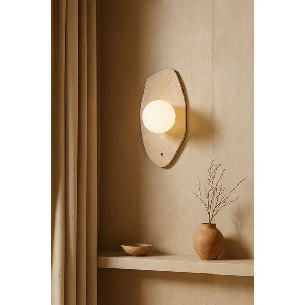 Béžové kamenné nástěnné svítidlo ø 10 cm Hilde – Opviq lights-image-1