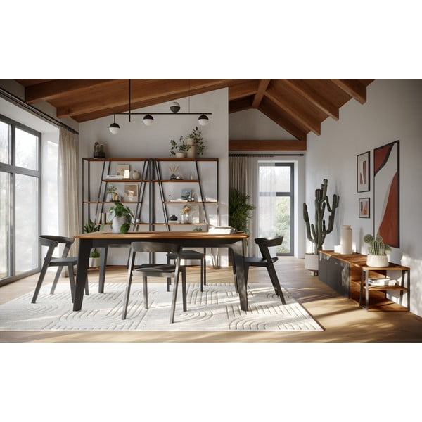 Rozkládací jídelní stůl s deskou v dekoru ořechového dřeva v přírodní barvě 100x180 cm Shadow – TemaHome-image-1