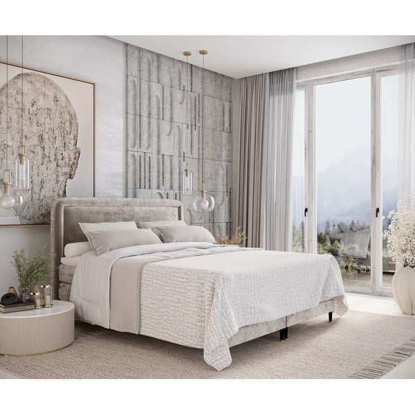 Světle hnědá boxspring postel 180x200 cm Dove – Maison de Rêve-image-1