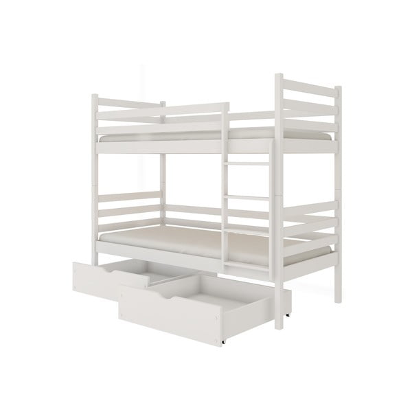 Bílá patrová dětská postel z borovicového dřeva s úložným prostorem 70x160 cm Nemo - Lano Meble