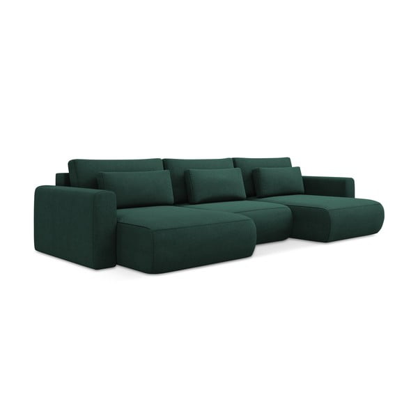 Zelená rozkládací/s úložným prostorem rohová pohovka (do "U") Kapua – Makamii-image-1