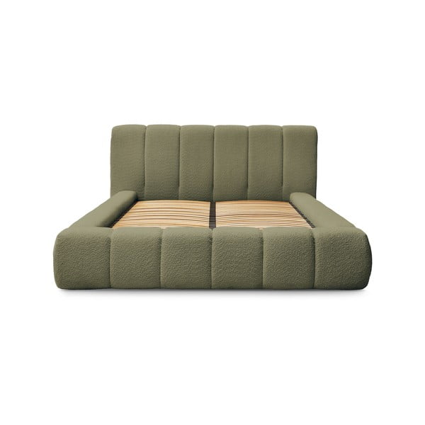 Zelená čalouněná dvoulůžková postel s úložným prostorem s roštem 180x200 cm Denali – Bobochic Paris-image-3
