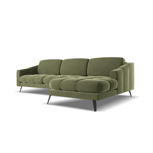 Zelená sametová rohová pohovka (pravý roh) Nalu – Makamii-image-4