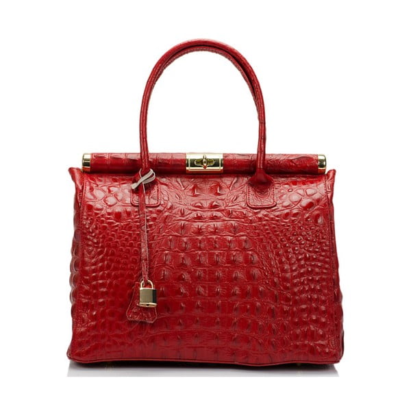 Červená kožená kabelka Lisa Minardi Lantha