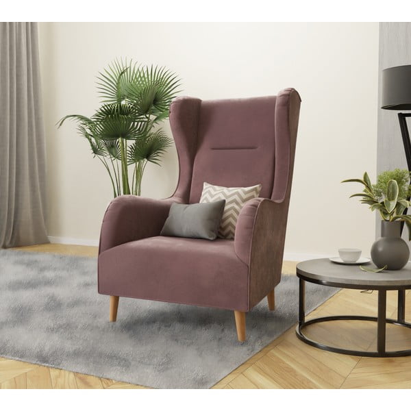 Růžové sametové křeslo ušák Carole – Ropez-image-4