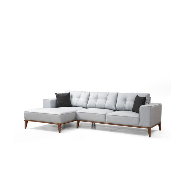 Světle šedá rozkládací rohová pohovka (levý roh/s lenoškou) Montana – Balcab Home-image-3