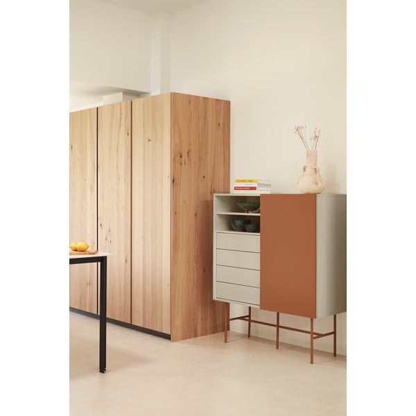 Vysoká komoda s posuvnými dveřmi v béžovo-cihlové barvě 120x140 cm Nube – Teulat-image-1