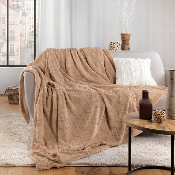 Světle hnědá deka z mikroplyše 180x220 cm Foxy – douceur d'intérieur-image-3