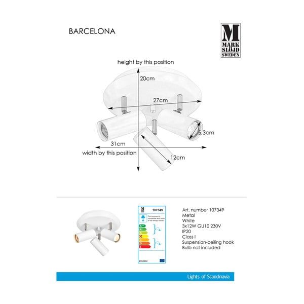 Bílé nástěnné svítidlo Markslöjd Barcelona Tres-image-2