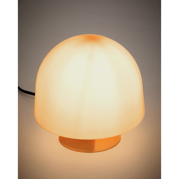Oranžová stolní lampa se skleněným stínidlem (výška 20 cm) Reig – Kave Home-image-1