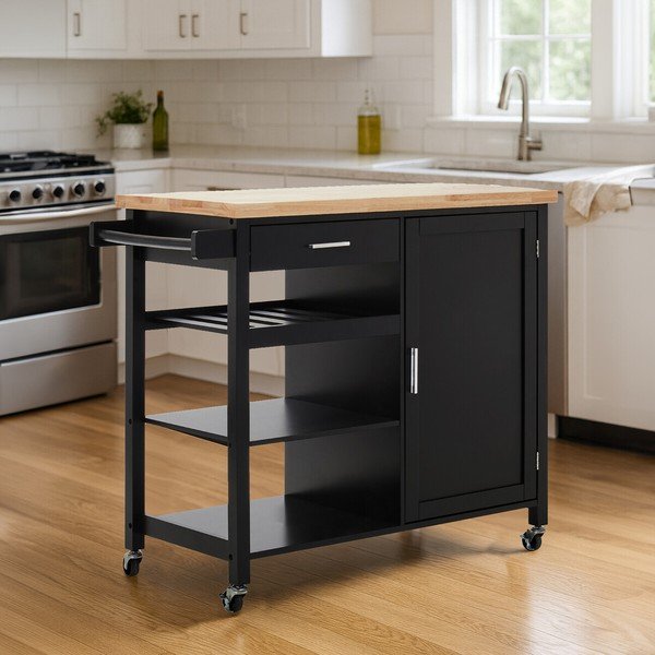 Servírovací stolek na kolečkách z kaučukového dřeva 48x105 cm Frankfurt – Premier Housewares-image-1