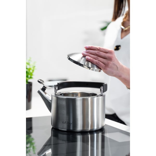 Matná nerezová varná konvice s pístem Vialli Design Diamante, 1,5 l-image-1