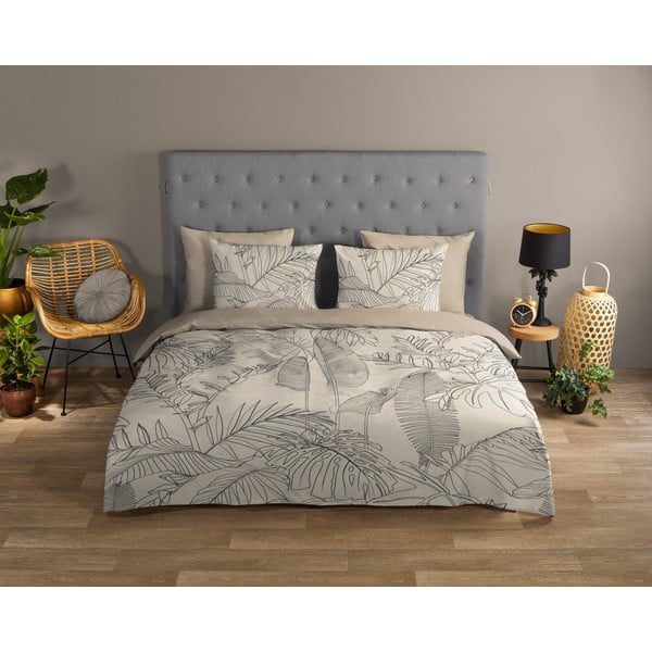 Béžové bavlněné povlečení na jednolůžko/prodloužené 140x220 cm Sym – Good Morning-image-1