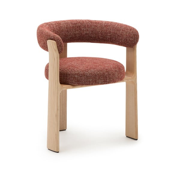 Jídelní křeslo s područkami z jasanového dřeva v přírodní barvě/v terakotové barvě Granite – Kave Home