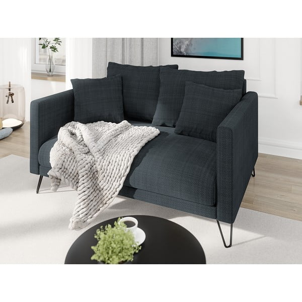 Tmavě šedá žinylková pohovka 140 cm Freya – Ropez-image-3