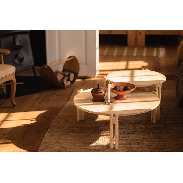Kulatý konferenční stolek z borovicového dřeva v přírodní barvě ø 80 cm Sticks – Karup Design-image-4
