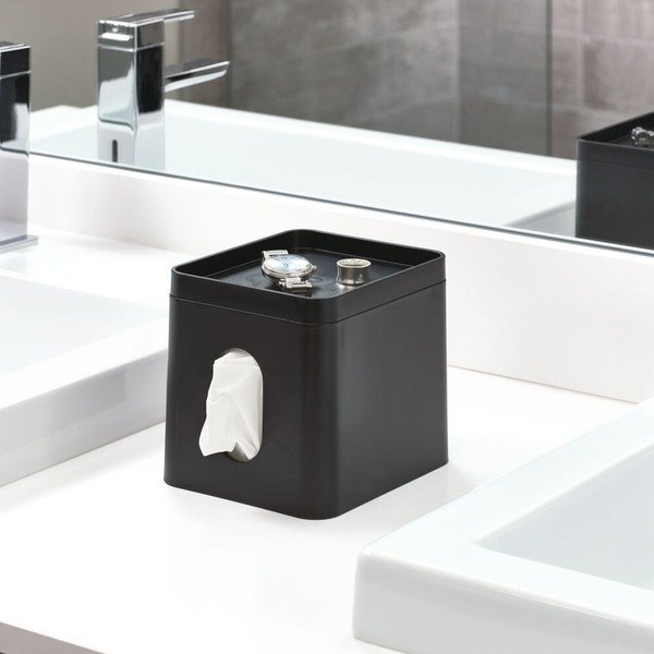 Černý box na kapesníky iDesign Cade-image-1
