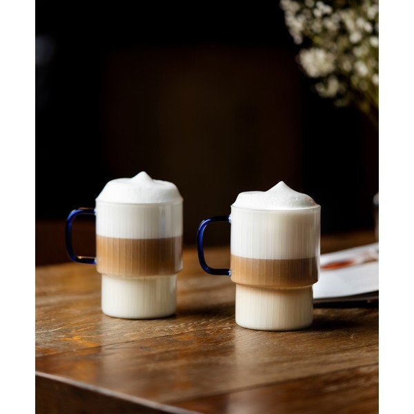Modré skleněné hrnky v sadě 2 ks na cappuccino 350 ml Livio – Vialli Design-image-1