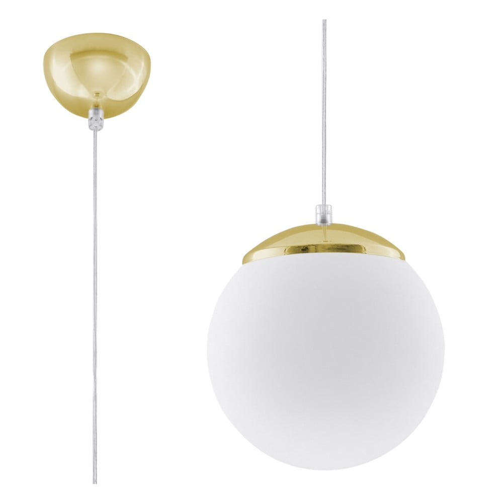 Závěsné svítidlo ve zlaté barvě se skleněným stínidlem ø 20 cm Cezab – Nice Lamps