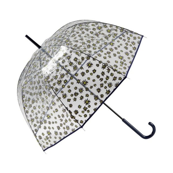 Transparentní holový deštník se šedými detaily Birdcage Flowers, ⌀ 85 cm