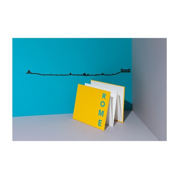 Černá nástěnná dekorace se siluetou města The Line Rome
