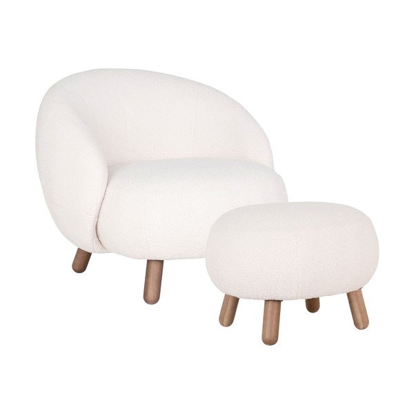 Krémové křeslo s podnožkou Savona – House Nordic