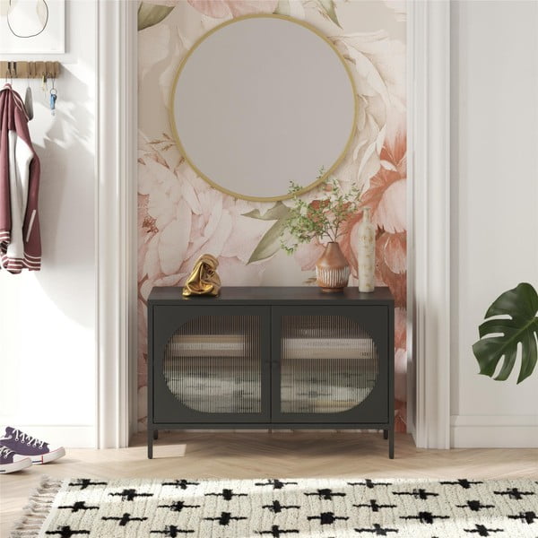 Černá kovová vitrína 100x64x40 cm Luna – Støraa-image-1