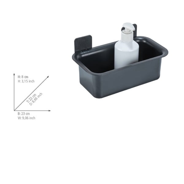 Černá plastová koupelnová polička bez vrtání Parma – Allstar-image-4